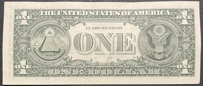 2013 $1 Dollar Bill  - Offset Printing Front To Back Wet Ink Transfer Error - Image 1 of 4