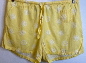 Life Is Good Damen Pyjama Shorts Gänseblümchen Blume Gummibund gelb weiß LARGE - Bild 1 von 3