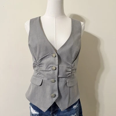 Chaleco ajustado con botones gris Maurice’s para mujer talla mediana Foto 1 de 4