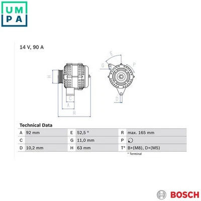 ALTERNATOR 0 986 040 210 FOR HYUNDAI LANTRA/II/Mk/Break AVANTE ELANTRA  FIAT - Image 1 of 4