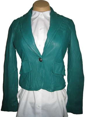 CHAQUETA DE CUERO SUAVE VERDE TWENTY ONE 21 MUJER TALLA S BONITA ÚNICA  Foto 1 de 4