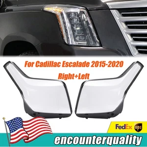 Fit For Cadillac Escalade 2015-2020 A Pair Headlight Lens Cover Right Left PC - Picture 1 of 14