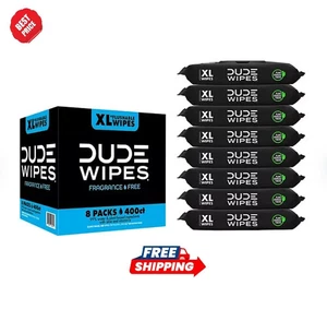 DUDE WIPES XL Flushable Wipes Fragrance Free 8 ct 400 wipes - Picture 1 of 8
