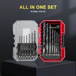 Kobalt Bohrer Set 1/16"-1/2" HSS Co5% M35 Jobber Spiral Metallbearbeitung Bohrer Bit - Bild 1 von 6