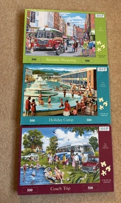 3 x HOP 500 Piece Jigsaw Puzzles Saturday Shopping, Holiday Camp & Coach Trip - Image 1 of 4
