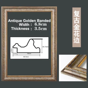 Antique Golden Banded PU Frame DIY Kit For Oil Painting & Wall Art #012 - Picture 1 of 3