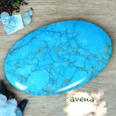 Turquoise Howlite Palm Stone Healing Gemstone Polished Crystal 7cm Palmstone. - Image 1 of 4