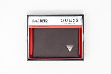 GUESS 220055 Men's Genuine Leather Billfold Wallet Valet RFID Protection Brown