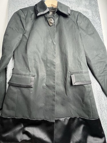 Coach Cappotto Abito Lungo Completo Bottoni Nero Impermeabile Taglia 2