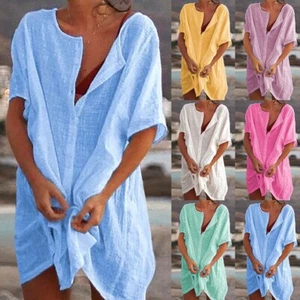 Women Summer Beachwear Swimwear Bikini Beach Cover Up Shirt Tunic Tops Dress - Picture 1 of 19