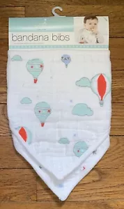 Aden+Anais STARS BALLOONS Baby Bandana Bibs 100% Cotton Muslin 2 Pack✨Free Ship✨ - Picture 1 of 2