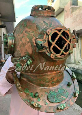 US Navy Divers Vintage Boston Brass Antique Scuba Deep Diving Helmet Mark V Gift - Image 1 of 4