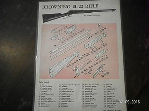 BROWNING BL-22 RIFLE ILLUSTRATION SHEET (LAMINATED) - Picture 1 of 2