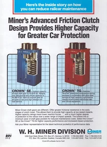 1991 WH Miner Division Print Ad Train Railcar Crown Draft Gear Resists Friction - Picture 1 of 1