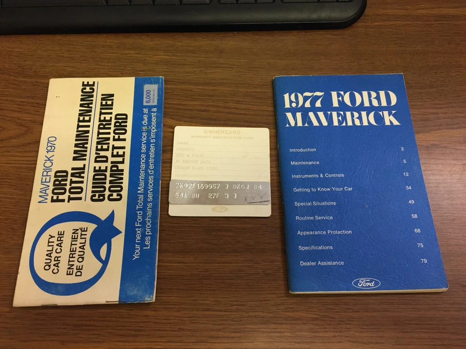 1977 Ford Maverick Car Owner's Manual + Ownercard with Vin Plate + Maintenance  - Image 1 of 4