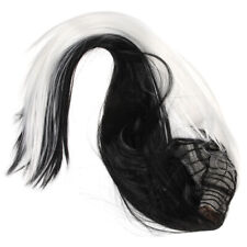 Perruques noires blanches longues cheveux droits demi-perruques Halloween-GS