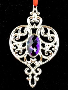 Lenox Gemmed Ornate Silverplate Spire Ornament w/Faceted Purple Stone 868114 New - Picture 1 of 6