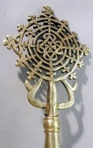 PROCESIÓN COPTA AFRICANA DE MANO CRUZ RELIGIOSA CRISTIANA ORTODOXA ETIOPÍA - Imagen 1 de 6