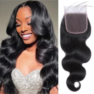 5x5 HD Ultra-thin Lace Front Closure Body Wave Human Hair 12 Inch Natural Black - Picture 1 of 8