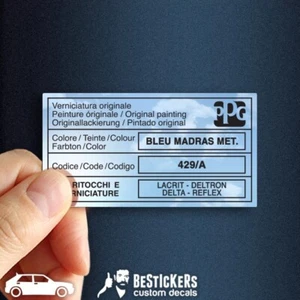 Adesivo vernice Lancia delta evoluzione 16v HF PPG blu Bleu MADRAS 429/A paint - Picture 1 of 3