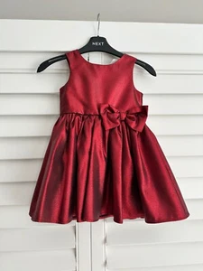 H&M Kids Girls Chic Elegant Bday Party red shinny bow Xmas dress size 4-5 - Picture 1 of 7
