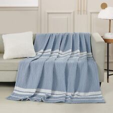 Lyocell Blends Blanket Throw Reversible Super Soft Stripe dot Blanket Throw 6...