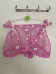 ¡Nuevo! Lencería transparente de malla floral margarita blanca rosa Primark para mujer talla M - Imagen 1 de 4