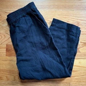 Apiece Apart schwarze Leinenmischung Hose Drop Waist Gr. Large - Bild 1 von 6