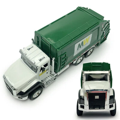 Camión de basura a escala 1/50 juguetes para niños niños modelo de coche diecast exhibición trasera Foto 1 de 4