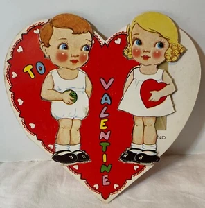 VTG DieCut Paper Doll Valentine Card 1930s Bobby & Betty Clothes Package Sealed - Picture 1 of 4