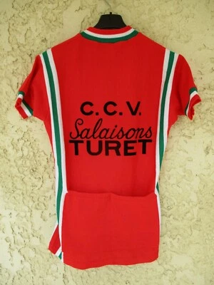 Maillot cycliste C.C.V SALAISONS TURET vintage shirt 70'S trkit camiseta laine M - Photo 1/3