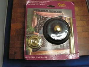 Kirsch Scarf Holders, Drapery Hold Backs, Black With Brass, One Pair,  5460 -59 - Picture 1 of 2