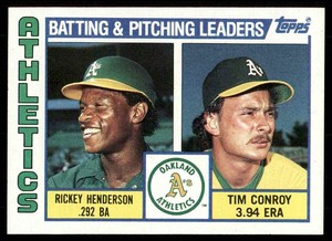 1984 B Athletics Team Leaders - Rickey Henderson/Tim Conroy #156 NM-MT or Better