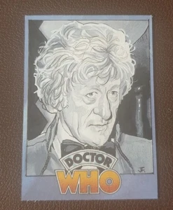 Doctor Who Hand Drawn 3rd Third Doctor Jon Pertwee Sketch Card By Jason Fletcher - Foto 1 di 1