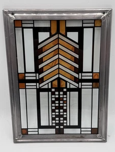 Frank Lloyd Wright Stained Glass Panel Autumn Sumac Suncatcher MCM Architect 8x6 - Picture 1 of 13