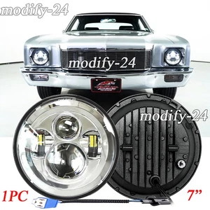 Faro proyector redondo LED alto/bajo H4 Fit Chevy Monte Carlo 1970-1975 cromo 7" - Imagen 1 de 10