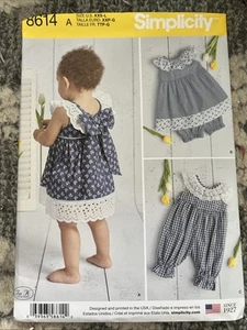 Simplicity 8614 Babies Dress Romper Panties Sewing Pattern Uncut XXS-L - Picture 1 of 2