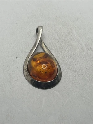 Hermoso colgante de plata esterlina 925 maciza miel ámbar báltico diseñador marquesa Foto 1 de 4