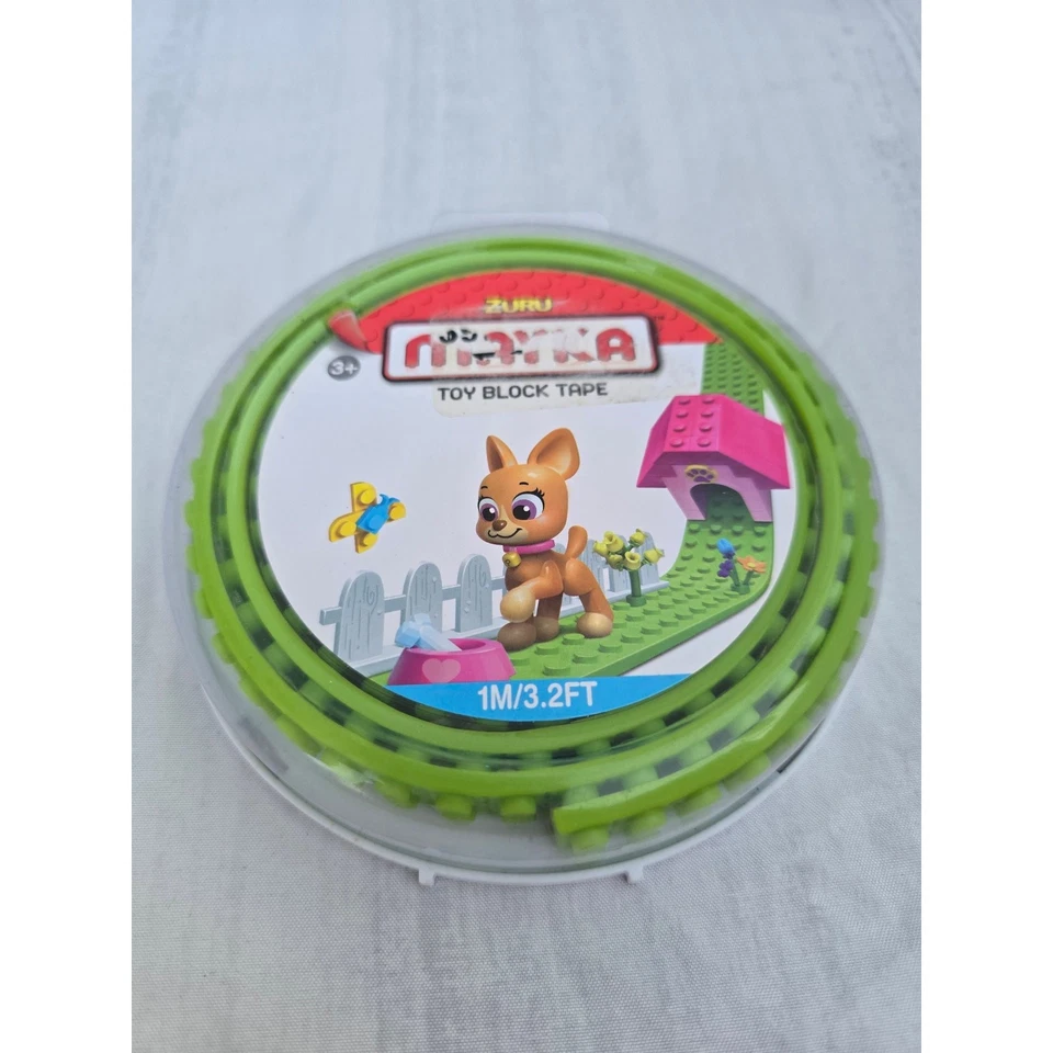 Cinta de bloque de juguete Zuru Mayka 1M / 3,2 pies verde compatible con ladrillos de construcción LEGO Foto 1 de 2