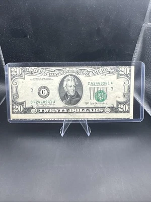 1977 $20 Bill C Philadelphia Reserve Error Mis Cut And 3rd Print Mis Aligned - Image 1 of 4