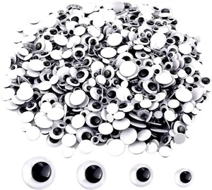 1000 Piezas Ojos Google Movibles Negros con Autoadhesivo, 6mm 8mm 10mm 12mm Mezcla... - Imagen 1 de 6