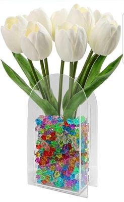 Jarrón de acrílico con rocas de hielo trituradas falsas multicolores, bodas, centros de mesa Foto 1 de 4