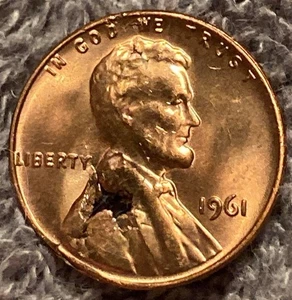 BU 1961 P  Lincoln 1c Cent - Struck on a Defective Planchet Blownhole!! - Picture 1 of 7