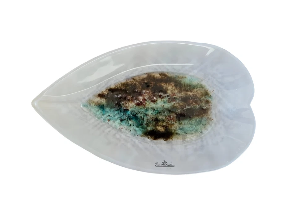 Rosenthal Studio-Line Frosted Art Glass Leaf Platter 15" MCM Multicolor - Image 1 of 4