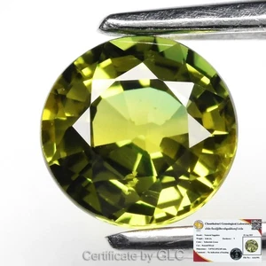 GLC CERTIFIED 0.66ct VVS Round Natural Yellowish Green Sapphire - Unheated, Gem - Picture 1 of 5
