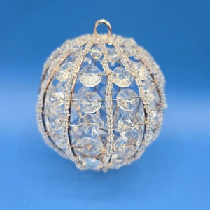 Vintage Gold Tone Crystal Ball Ornament Bird Cage 4 inch - Picture 1 of 7