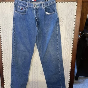 Vintage Tommy Hilfiger Jeans Mens 34x32 Big Flag Hip Hop Y2K Baggie - Picture 1 of 4