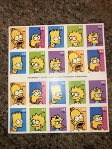Scott #4399-4403: Folleto de 20 de Los Simpson MNH. - Imagen 1 de 2