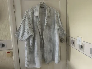 mens casual short sleeve shirt size xxl chest 52-54"blue/white check ex con - Picture 1 of 7