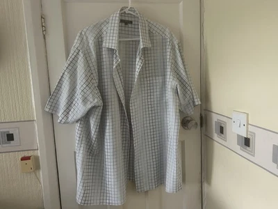 mens casual short sleeve shirt size xxl chest 52-54"blue/white check ex con - Image 1 of 4